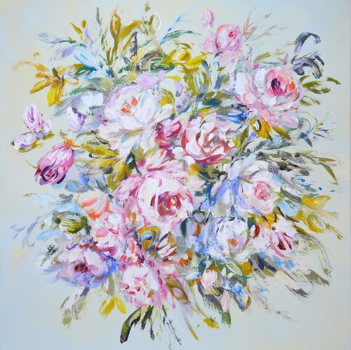 Roses. Delicate bouquet. par Iryna Kastsova, Peinture en vente sur Singulart