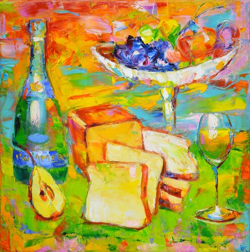 Still life with bread 2. par Iryna Kastsova, Peinture en vente sur Singulart
