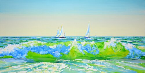 Ocean Waves. Sailboats 3. van Iryna Kastsova, Schilderij te koop op Singulart