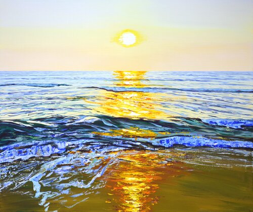 Ocean. Golden rays. par Iryna Kastsova, Peinture en vente sur Singulart