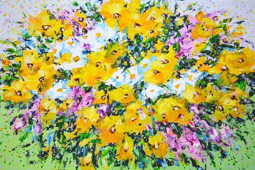 Yellow flowers. di Iryna Kastsova, Pittura in vendita su Singulart
