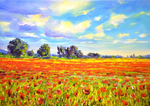 Poppy field 8. di Iryna Kastsova, Pittura in vendita su Singulart