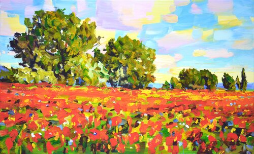 Summer. Poppy field 20. von Iryna Kastsova, Malerei kaufen auf Singulart