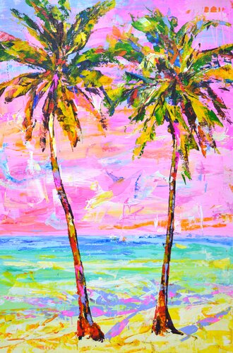 Palms. Expression. van Iryna Kastsova, Schilderij te koop op Singulart
