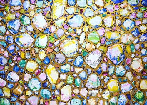 Stones in gold. de Iryna Kastsova, Pintura a la venta en Singulart