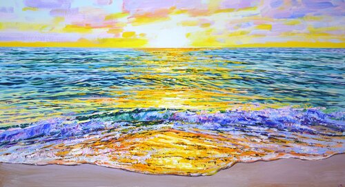 Magic sunset over the ocean. par Iryna Kastsova, Peinture en vente sur Singulart