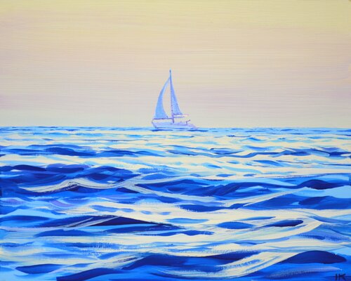 Yacht travel. van Iryna Kastsova, Schilderij te koop op Singulart
