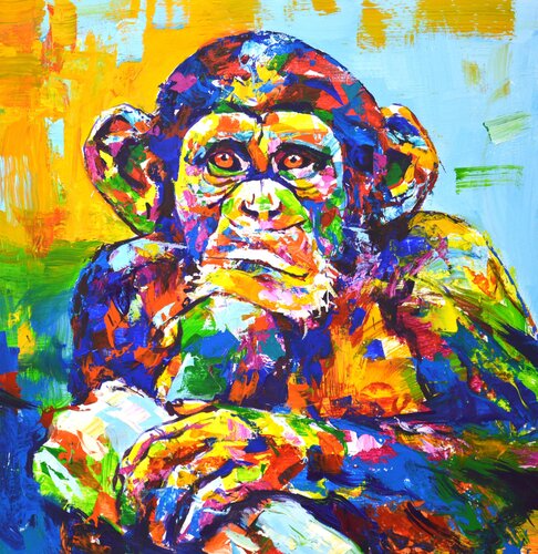 A monkey. van Iryna Kastsova, Schilderij te koop op Singulart