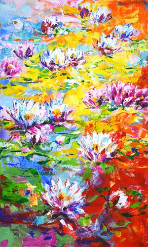 Summer. Water lilies. di Iryna Kastsova, Pittura in vendita su Singulart