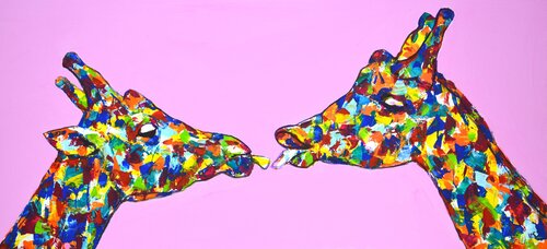 Two giraffes 2. van Iryna Kastsova, Schilderij te koop op Singulart