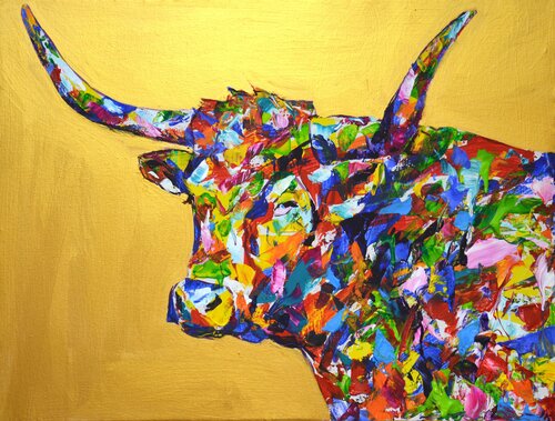 Bull on gold. par Iryna Kastsova, Peinture en vente sur Singulart