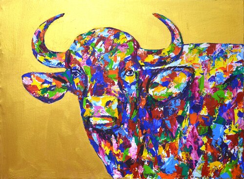 Bull on gold 2. di Iryna Kastsova, Pittura in vendita su Singulart