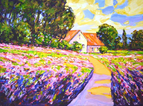 The road to the house 3. di Iryna Kastsova, Pittura in vendita su Singulart