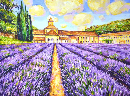 Lavender field in France van Iryna Kastsova, Schilderij te koop op Singulart