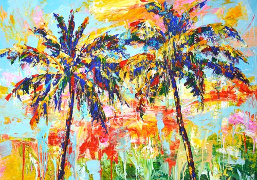 Summer. Palms 3 di Iryna Kastsova, Pittura in vendita su Singulart