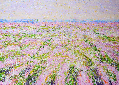 Pink Flower Field 3 par Iryna Kastsova, Peinture en vente sur Singulart