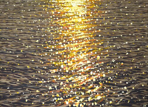 Evening glare on the water 10 par Iryna Kastsova, Peinture en vente sur Singulart