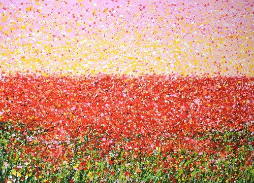 Red flower field von Iryna Kastsova, Malerei kaufen auf Singulart