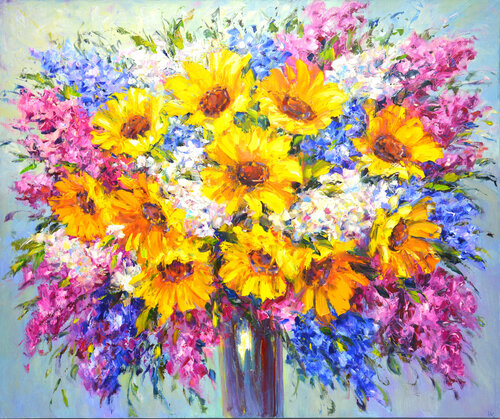 Sunny bouquet of flowers von Iryna Kastsova, Malerei kaufen auf Singulart
