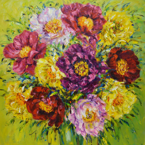 Peonies America von Iryna Kastsova, Malerei kaufen auf Singulart