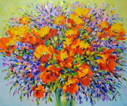 Flower mosaic. di Iryna Kastsova, Pittura in vendita su Singulart