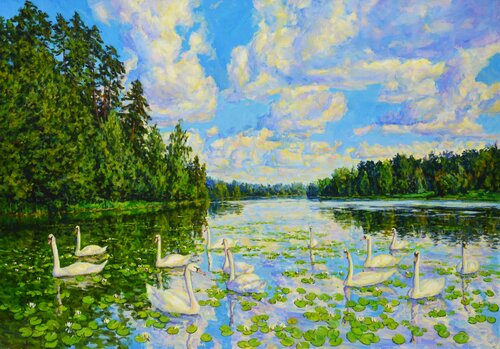 Swan Lake di Iryna Kastsova, Pittura in vendita su Singulart