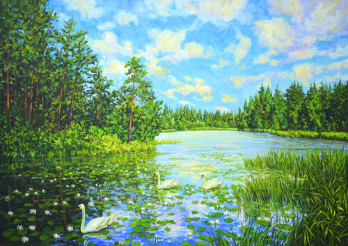 Forest Lake di Iryna Kastsova, Pittura in vendita su Singulart