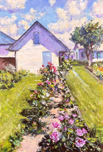 Roses in the garden de Iryna Kastsova, Pintura a la venta en Singulart