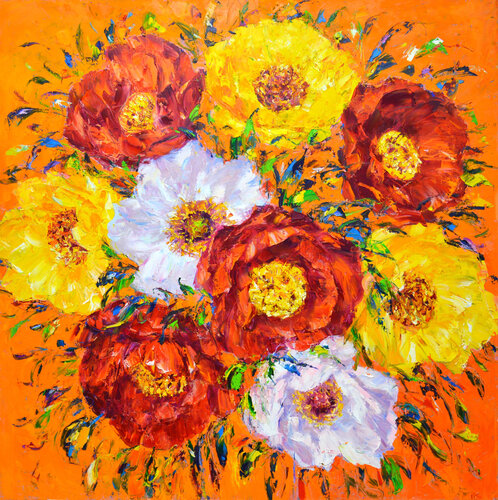 Peonies America 2 di Iryna Kastsova, Pittura in vendita su Singulart