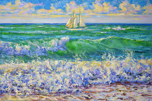 Sailboat under the clouds. par Iryna Kastsova, Peinture en vente sur Singulart