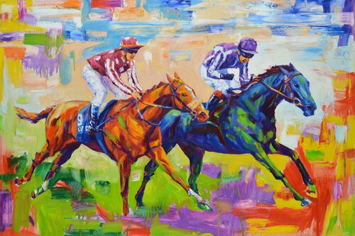 Horse racing par Iryna Kastsova, Peinture en vente sur Singulart