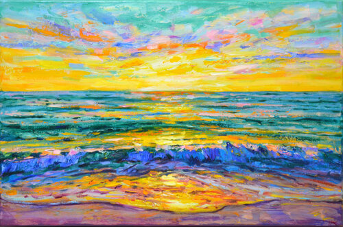 Magical evening at sea par Iryna Kastsova, Peinture en vente sur Singulart