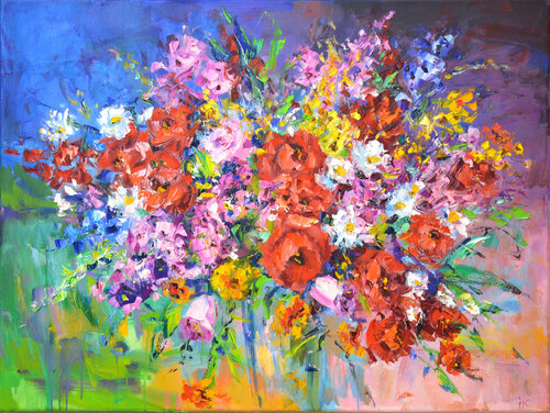 Summer bouquet van Iryna Kastsova, Schilderij te koop op Singulart