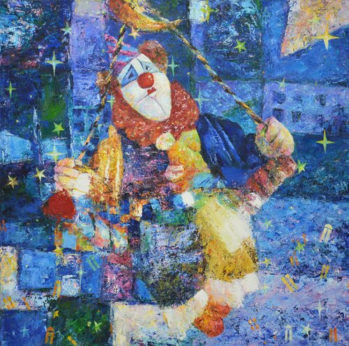 Moon clown di Iryna Kastsova, Pittura in vendita su Singulart