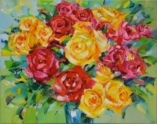 Bouquet of roses par Iryna Kastsova, Peinture en vente sur Singulart
