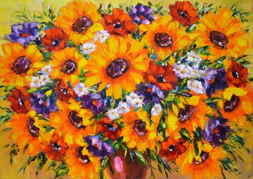 Sunny bouquet. de Iryna Kastsova, Pintura a la venta en Singulart