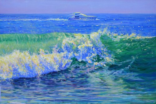 Sea. Yacht. von Iryna Kastsova, Malerei kaufen auf Singulart