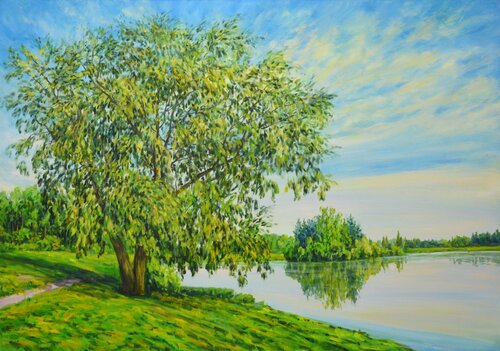 Willows by the water. par Iryna Kastsova, Peinture en vente sur Singulart