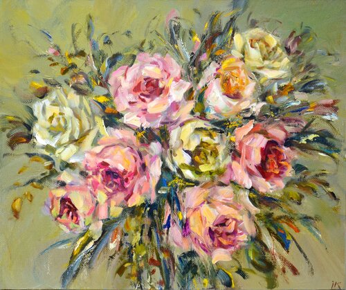 Bouquet of roses. von Iryna Kastsova, Malerei kaufen auf Singulart