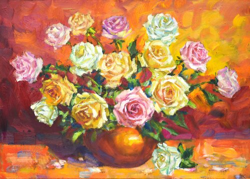 Bouquet of roses par Iryna Kastsova, Peinture en vente sur Singulart