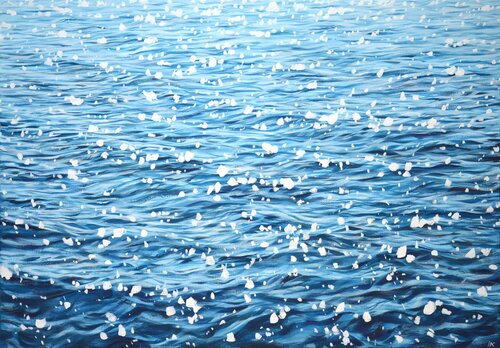 Glare on blue water. von Iryna Kastsova, Malerei kaufen auf Singulart