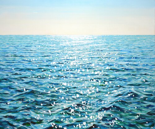Glowing ocean waves. by Iryna Kastsova, Painting for Sale on Singulart