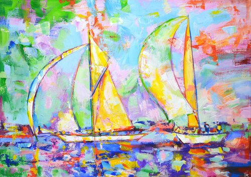 Marine regatta. par Iryna Kastsova, Peinture en vente sur Singulart