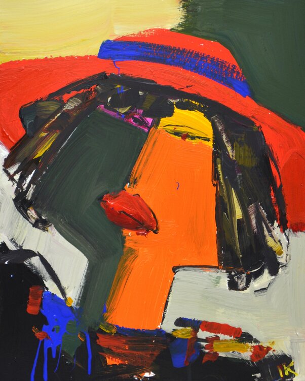 Lady in Red Hat Iryna Kastsova
