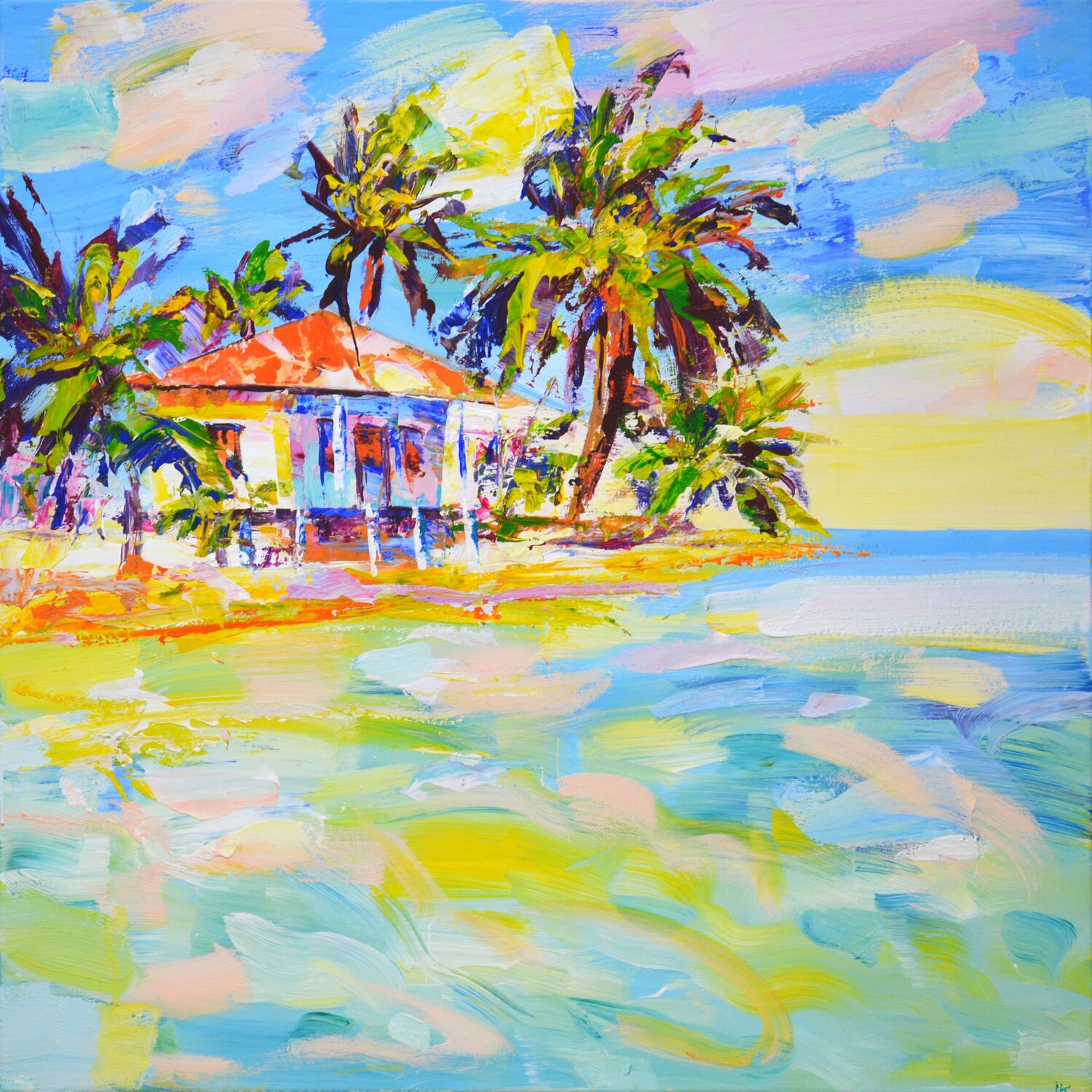 Sunny island in the ocean. Iryna Kastsova