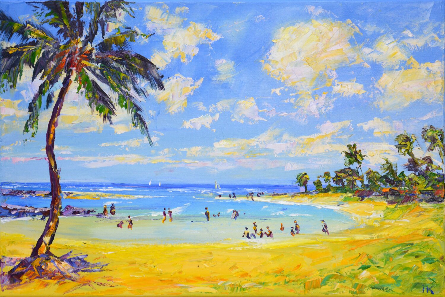 Sea, palm tree, beach. Iryna Kastsova