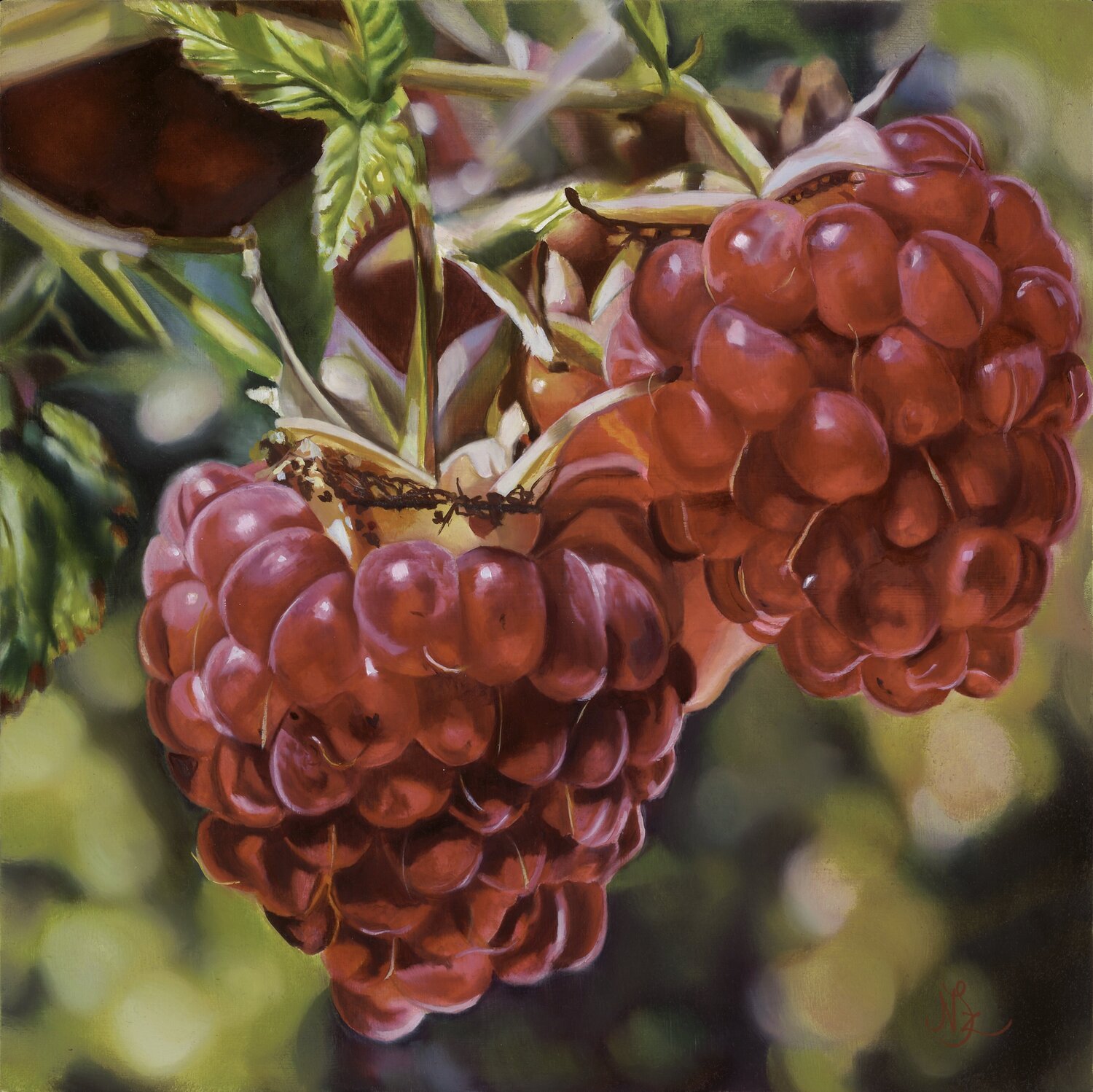 Sweet raspberries Szilvia Németh Original painting for sale