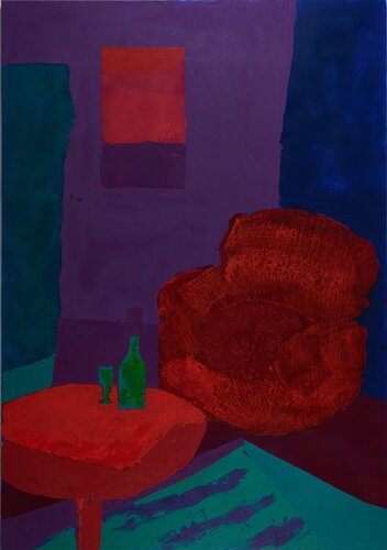 Interior with a Red Armchair by Angelina Gafynets, 油畫 for Sale on Singulart