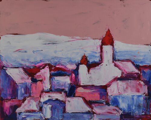 Uzhhorod. Winter de Angelina Gafynets, Pintura a la venta en Singulart