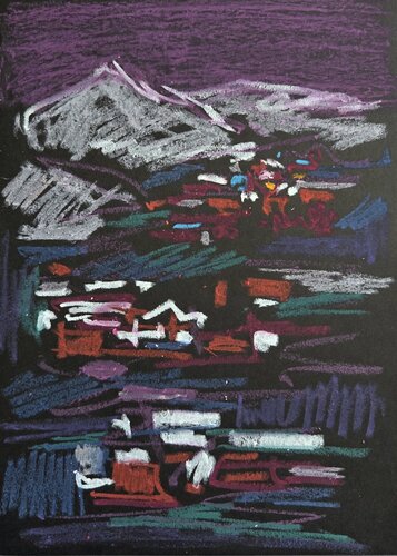 A view of a Carpathian village par Angelina Gafynets, Œuvre sur papier en vente sur Singulart